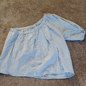 LOFT NWT Seersucker One Shoulder Stripe Top